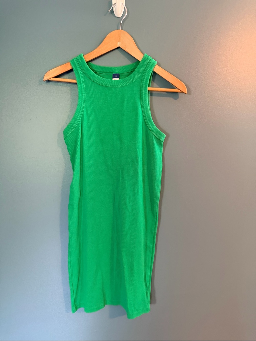 Old Navy Green Ribbed Cotton Medium Dress